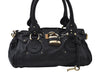 Authentic Chloe Paddington Vintage Leather Shoulder Hand Bag Black 0489J