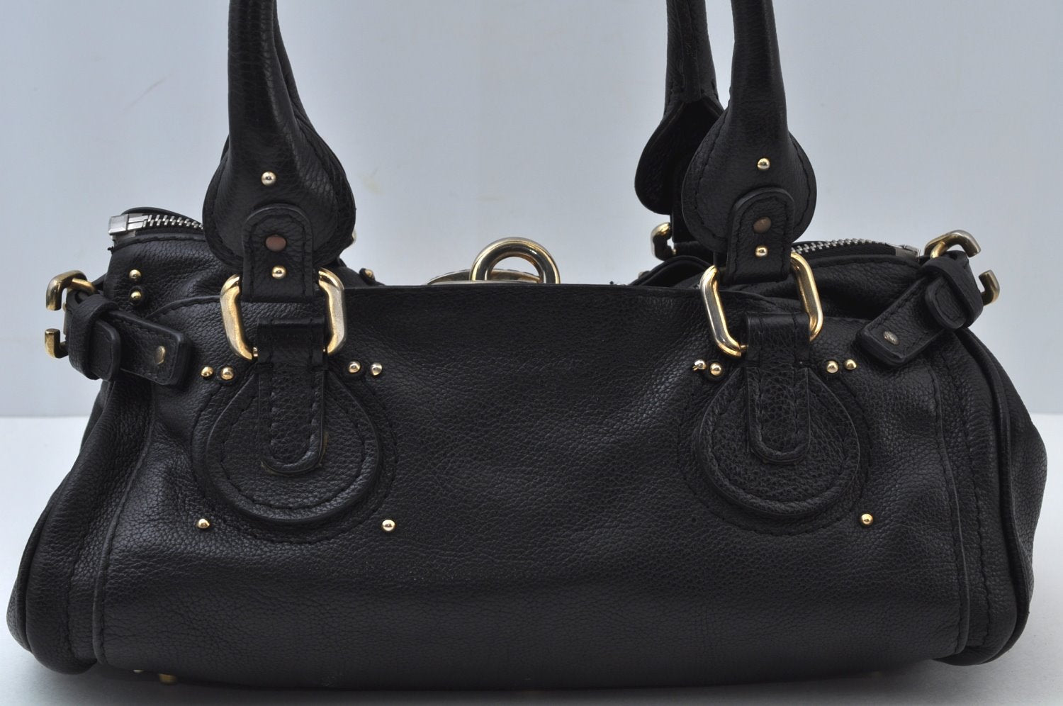Authentic Chloe Paddington Vintage Leather Shoulder Hand Bag Black 0489J
