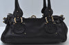 Authentic Chloe Paddington Vintage Leather Shoulder Hand Bag Black 0489J