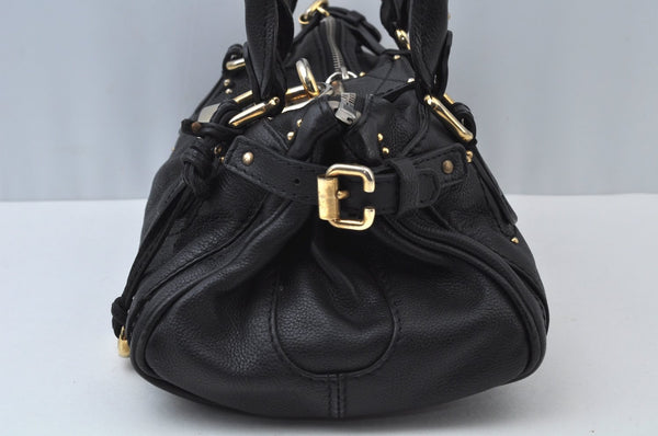 Authentic Chloe Paddington Vintage Leather Shoulder Hand Bag Black 0489J