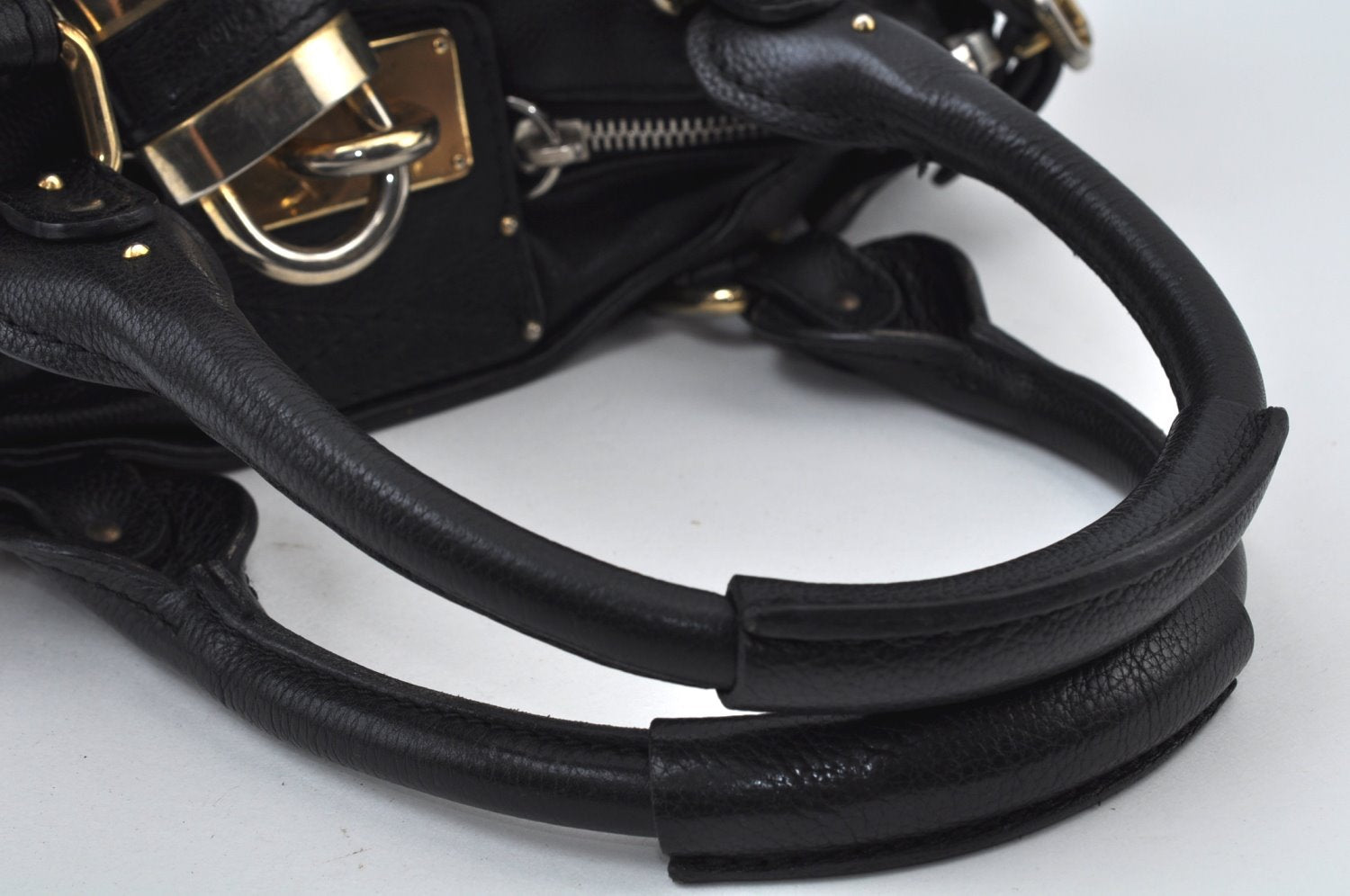 Authentic Chloe Paddington Vintage Leather Shoulder Hand Bag Black 0489J