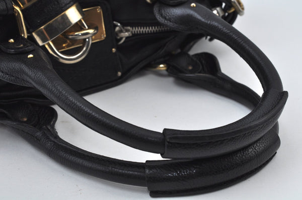 Authentic Chloe Paddington Vintage Leather Shoulder Hand Bag Black 0489J