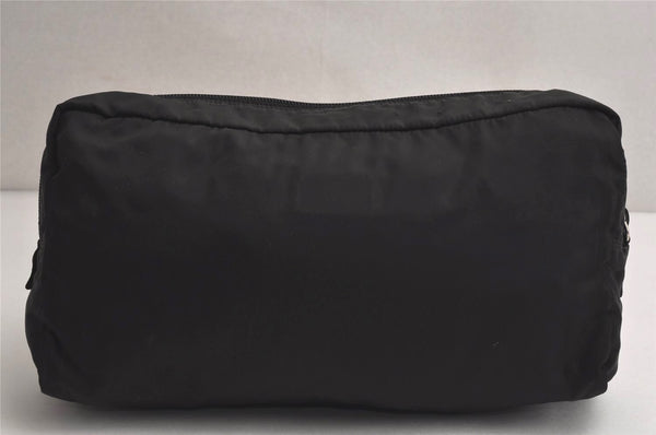 Authentic PRADA Vintage Nylon Tessuto Leather Clutch Hand Bag Purse Black 0489K