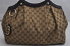 Authentic GUCCI Sukey Shoulder Tote Bag GG Canvas Leather 211944 Brown 0490K