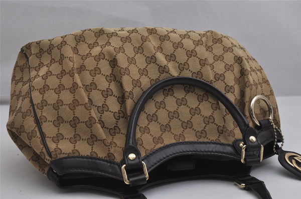 Authentic GUCCI Sukey Shoulder Tote Bag GG Canvas Leather 211944 Brown 0490K