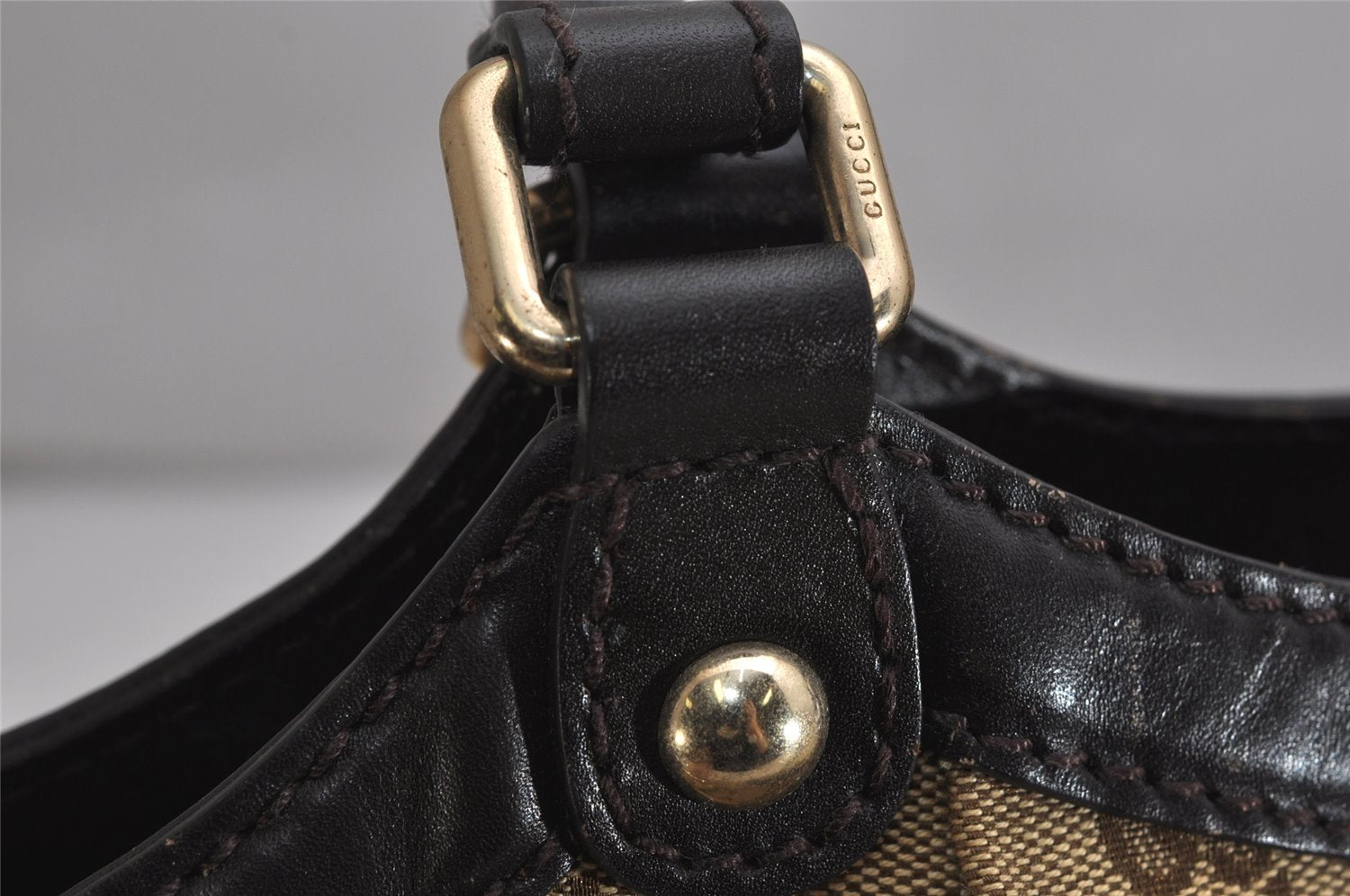 Authentic GUCCI Sukey Shoulder Tote Bag GG Canvas Leather 211944 Brown 0490K