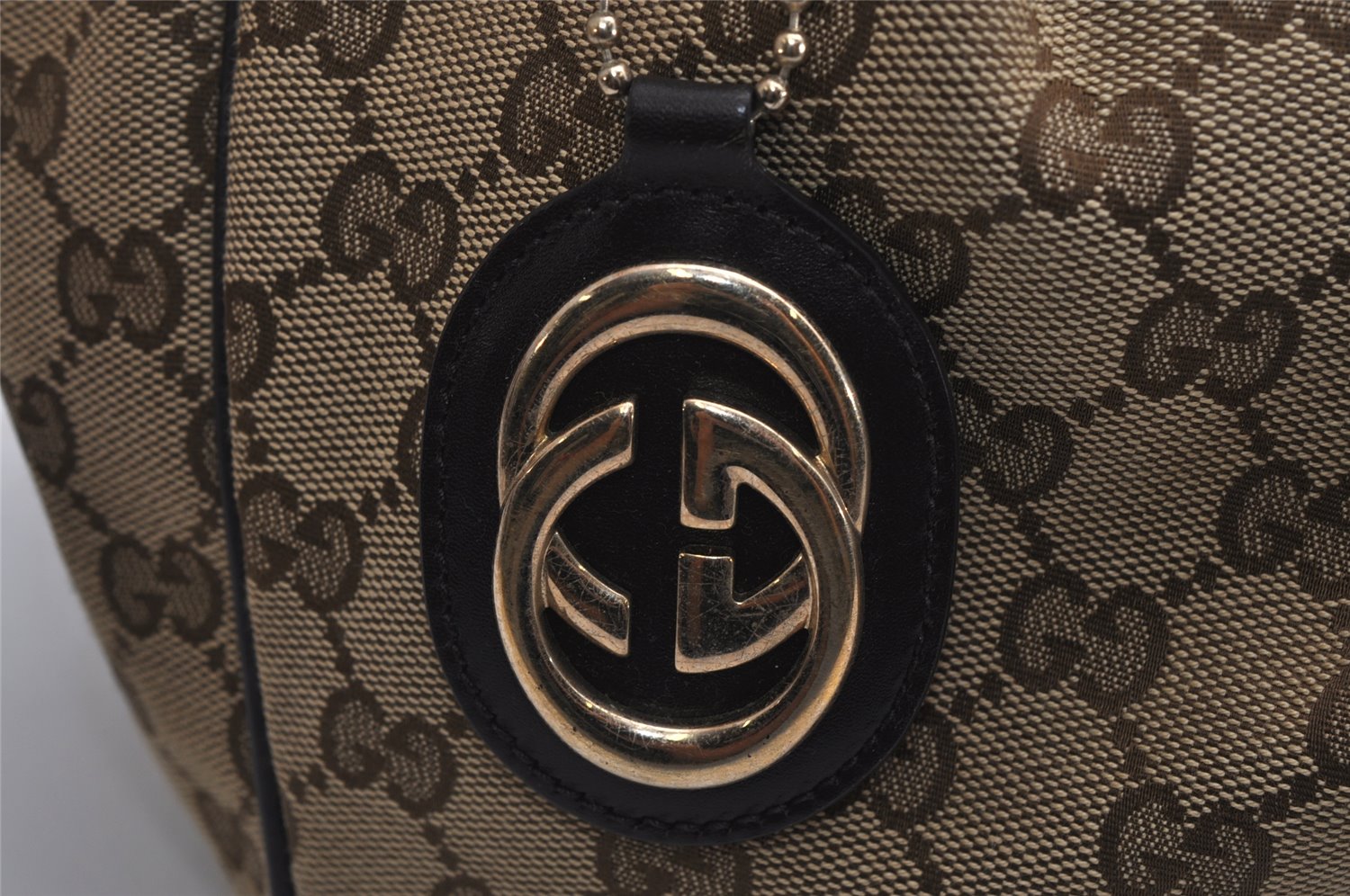 Authentic GUCCI Sukey Shoulder Tote Bag GG Canvas Leather 211944 Brown 0490K