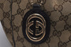 Authentic GUCCI Sukey Shoulder Tote Bag GG Canvas Leather 211944 Brown 0490K