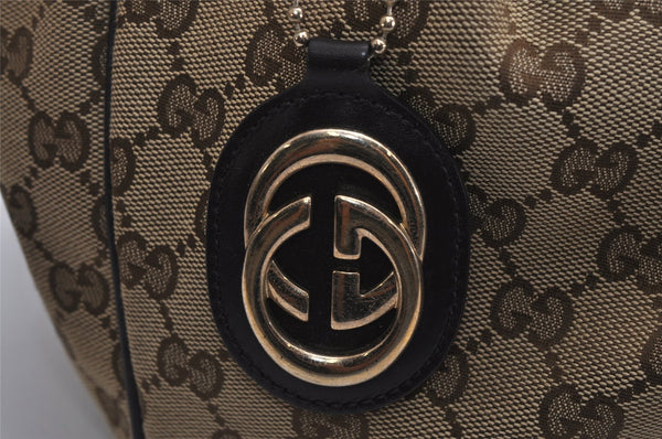 Authentic GUCCI Sukey Shoulder Tote Bag GG Canvas Leather 211944 Brown 0490K