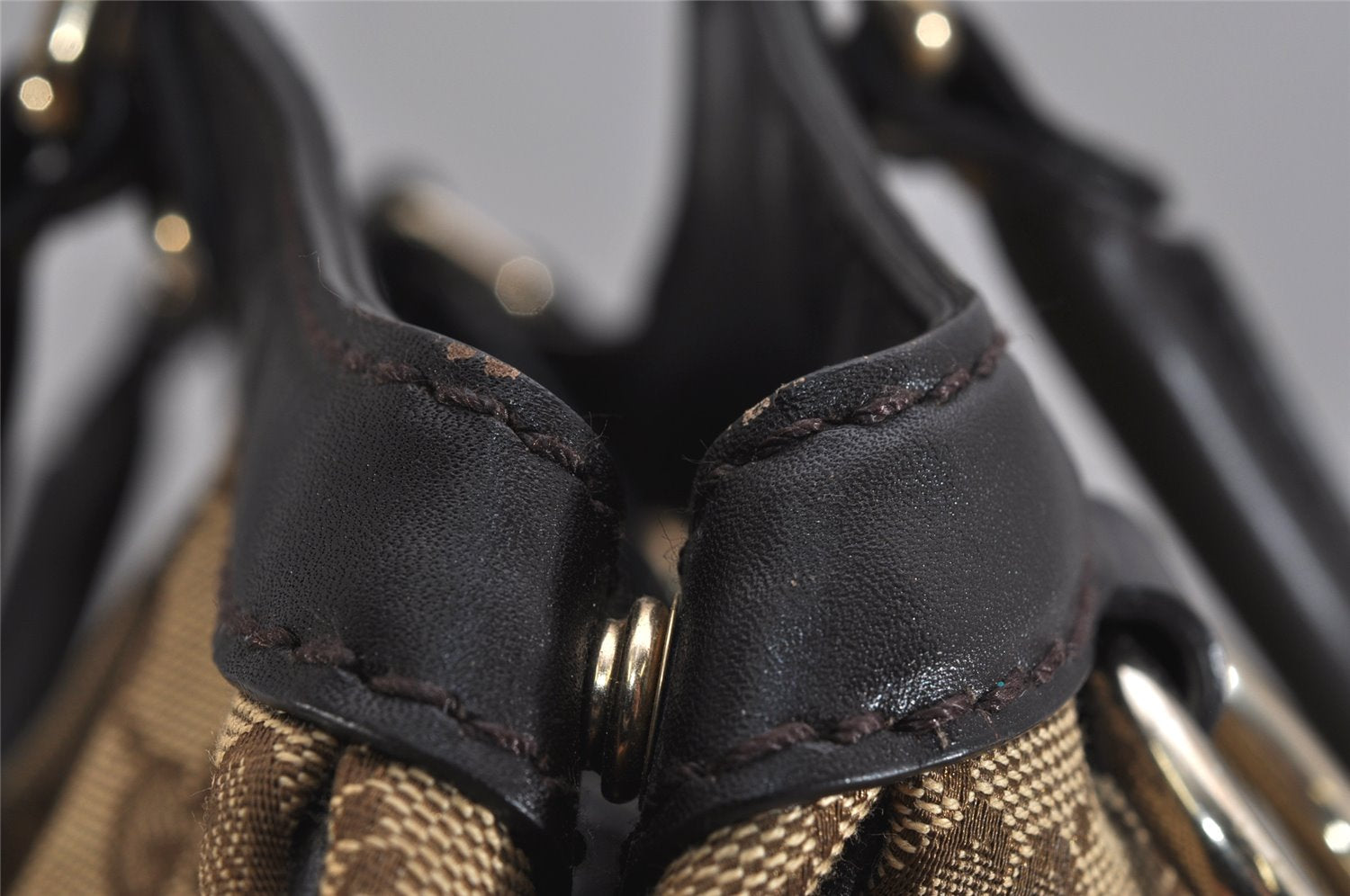 Authentic GUCCI Sukey Shoulder Tote Bag GG Canvas Leather 211944 Brown 0490K