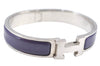 Authentic HERMES Vintage Clic H Bangle Bracelet Purple Silver 0491H