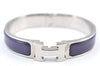 Authentic HERMES Vintage Clic H Bangle Bracelet Purple Silver 0491H