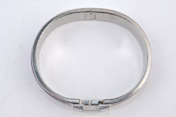 Authentic HERMES Vintage Clic H Bangle Bracelet Purple Silver 0491H