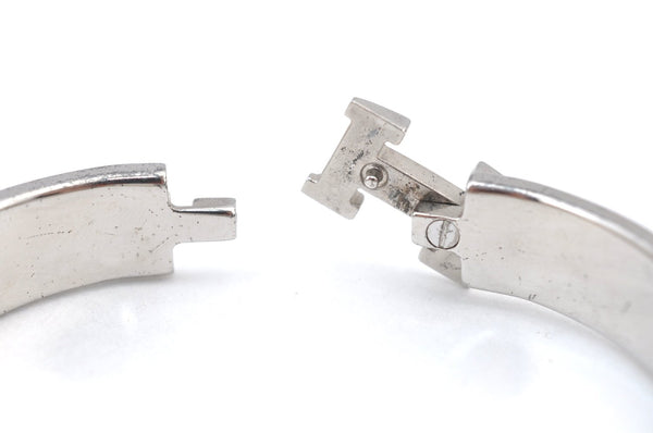 Authentic HERMES Vintage Clic H Bangle Bracelet Purple Silver 0491H