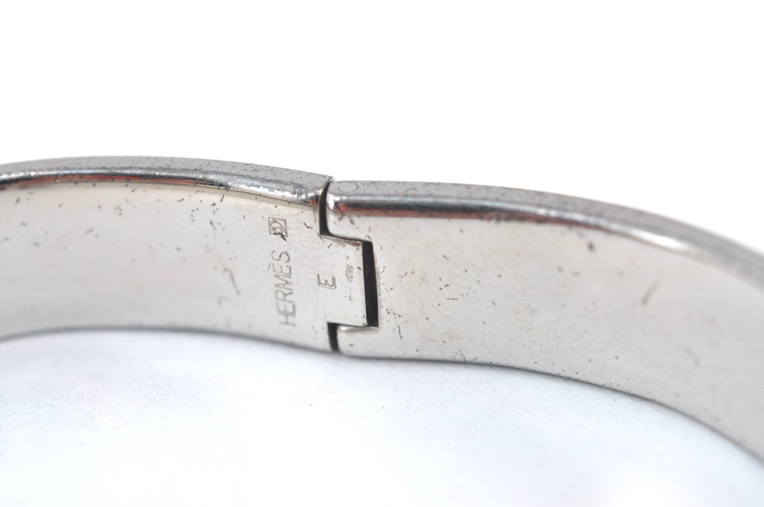 Authentic HERMES Vintage Clic H Bangle Bracelet Purple Silver 0491H