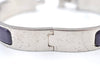 Authentic HERMES Vintage Clic H Bangle Bracelet Purple Silver 0491H