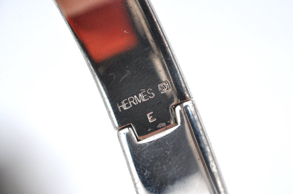 Authentic HERMES Vintage Clic H Bangle Bracelet Purple Silver 0491H
