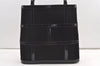 Authentic Salvatore Ferragamo Suede Enamel Shoulder Tote Bag Black SF 0491K