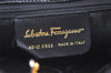 Authentic Salvatore Ferragamo Suede Enamel Shoulder Tote Bag Black SF 0491K