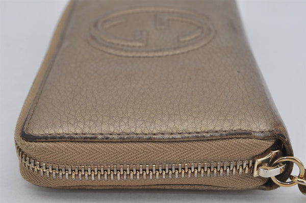 Authentic GUCCI SOHO Long Wallet Purse GG Tassel Leather 308004 Gold 0494K