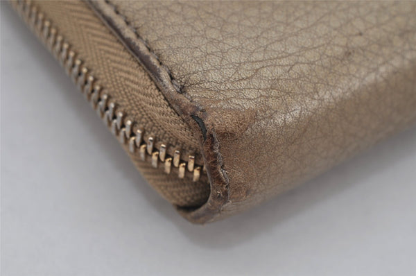 Authentic GUCCI SOHO Long Wallet Purse GG Tassel Leather 308004 Gold 0494K
