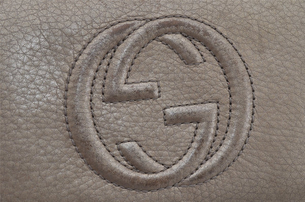 Authentic GUCCI SOHO Long Wallet Purse GG Tassel Leather 308004 Gold 0494K