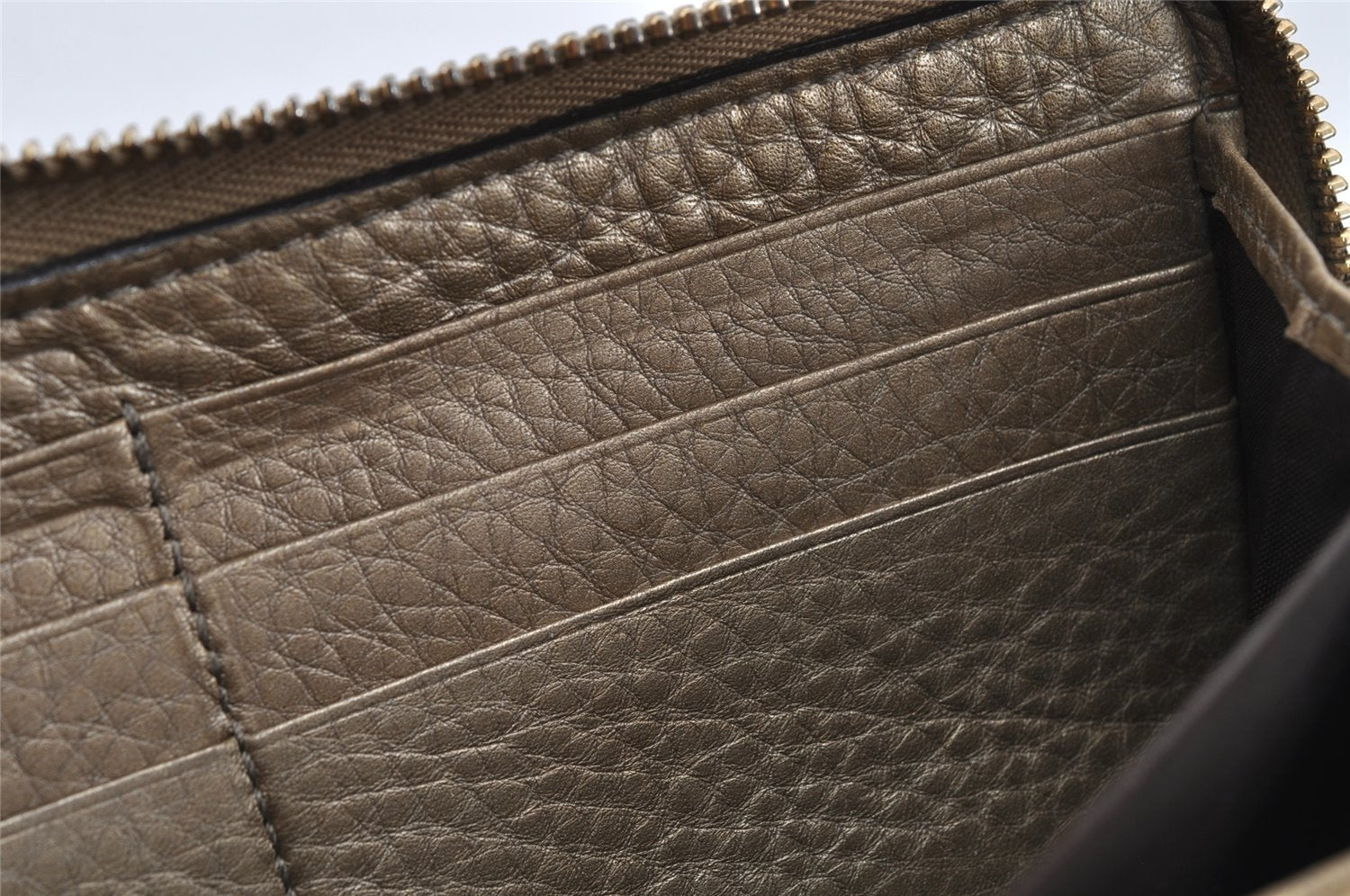 Authentic GUCCI SOHO Long Wallet Purse GG Tassel Leather 308004 Gold 0494K