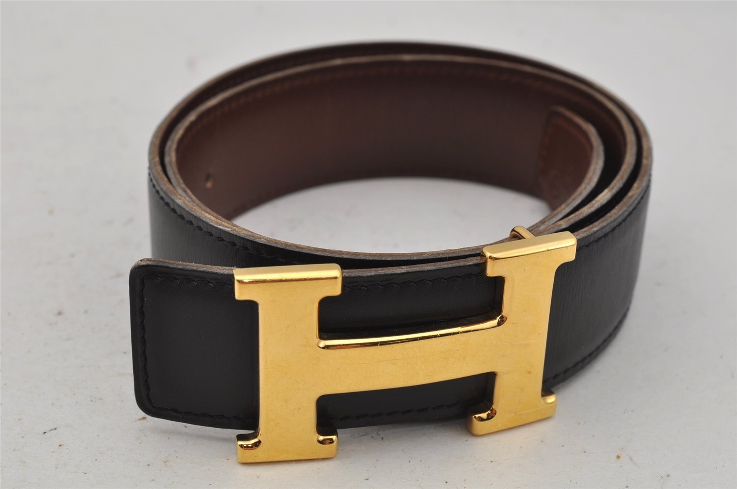 Authentic HERMES Constance Leather Belt Size 65cm 25.6