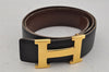 Authentic HERMES Constance Leather Belt Size 65cm 25.6" Black Brown 0496J