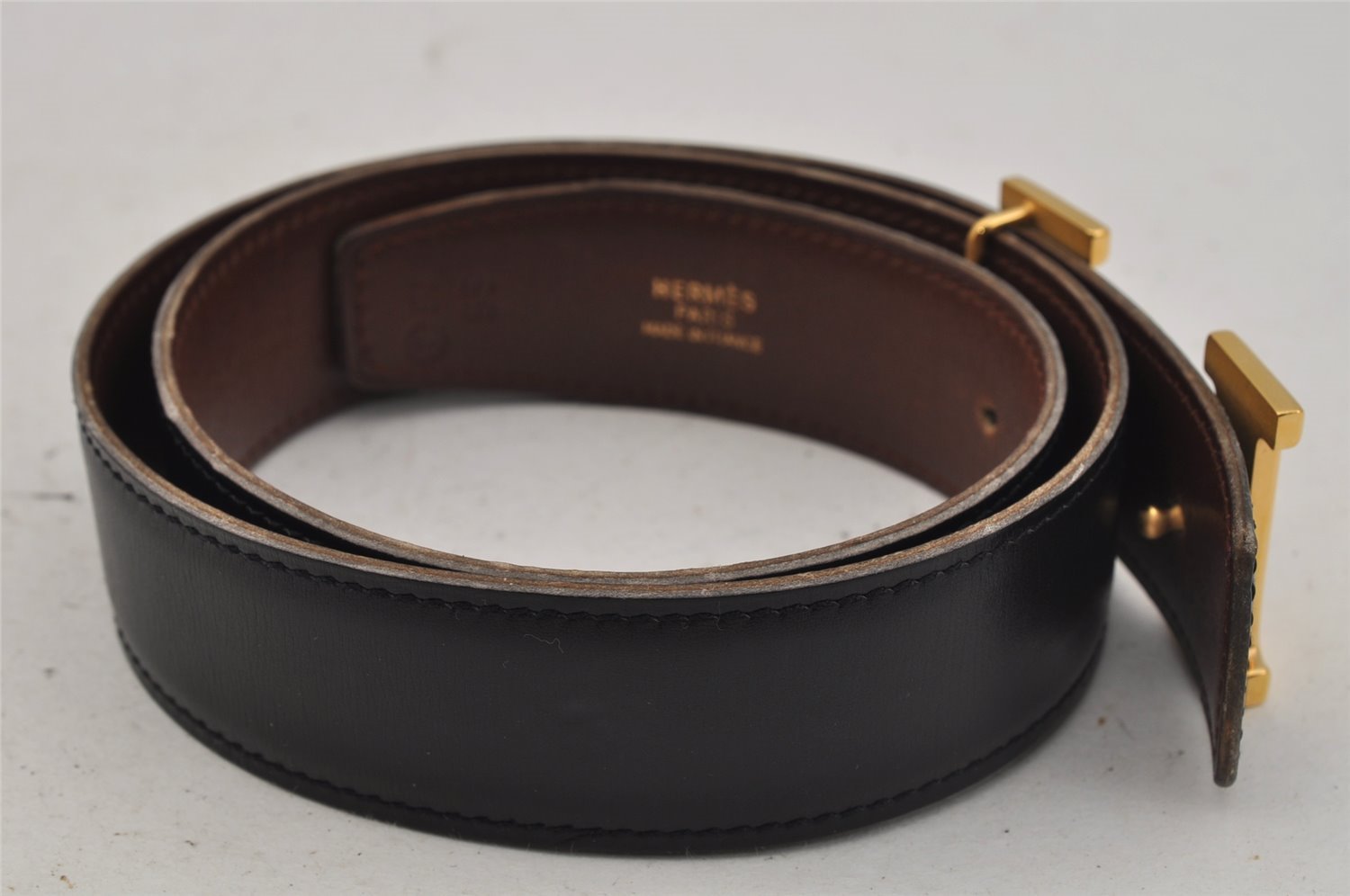 Authentic HERMES Constance Leather Belt Size 65cm 25.6