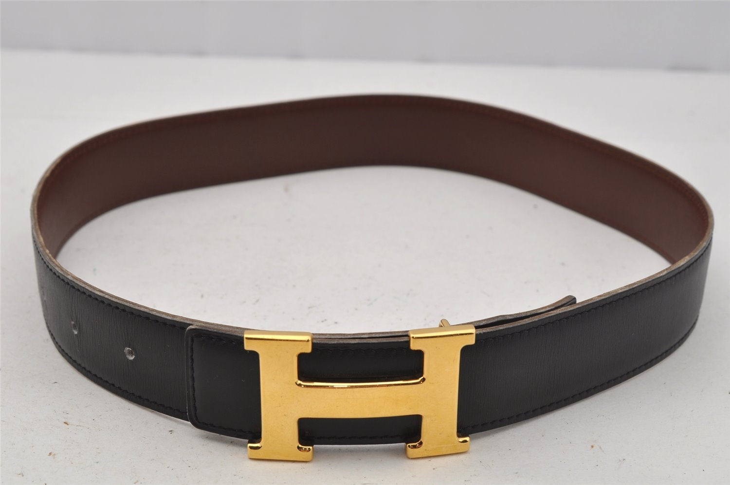 Authentic HERMES Constance Leather Belt Size 65cm 25.6