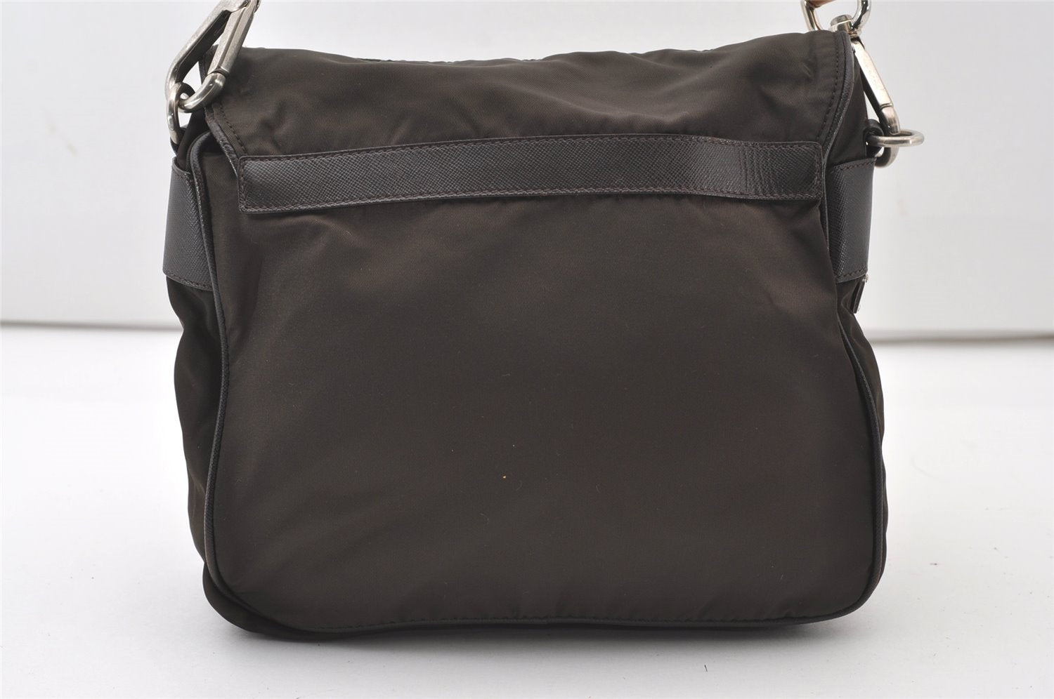 Authentic PRADA Nylon Tessuto Leather Shoulder Hand Bag Purse Brown 0497J