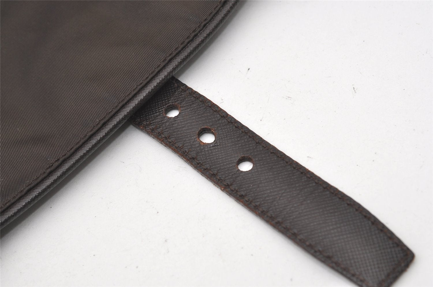 Authentic PRADA Nylon Tessuto Leather Shoulder Hand Bag Purse Brown 0497J