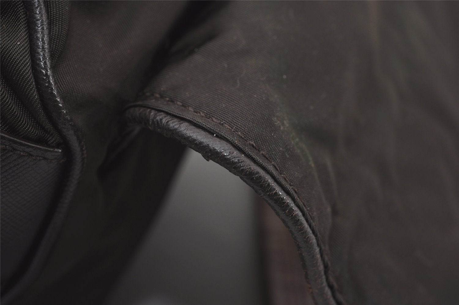 Authentic PRADA Nylon Tessuto Leather Shoulder Hand Bag Purse Brown 0497J