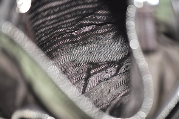 Authentic PRADA Nylon Tessuto Leather Shoulder Hand Bag Purse Brown 0497J