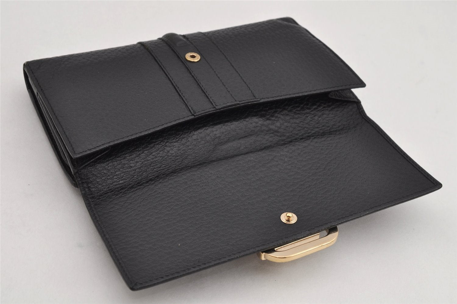 Authentic GUCCI Vintage Long Wallet Purse Leather 131847 Black 0500K