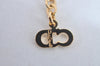 Authentic Christian Dior Rhinestone Gold Tone Chain Pendant Necklace CD 0501J