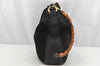 Authentic GUCCI Vintage Bamboo Shoulder Hand Bag Suede Leather Black Junk 0501K