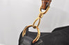 Authentic GUCCI Vintage Bamboo Shoulder Hand Bag Suede Leather Black Junk 0501K