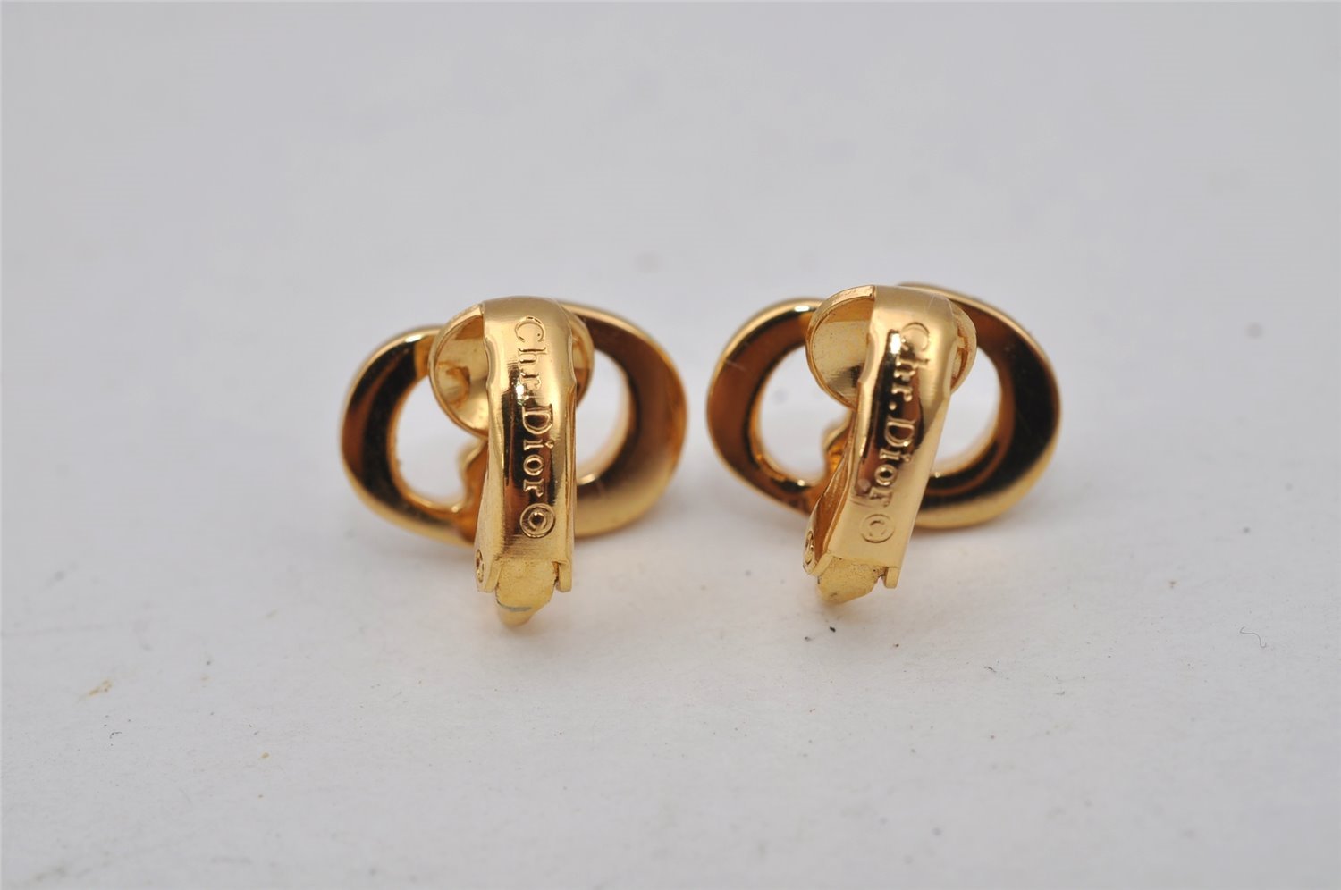 Authentic Christian Vintage Clip-On Dior Earrings Gold Plating CD 0502J