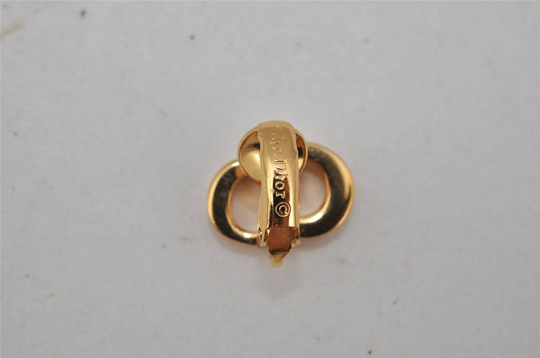 Authentic Christian Vintage Clip-On Dior Earrings Gold Plating CD 0502J