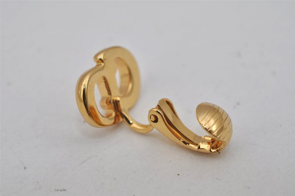 Authentic Christian Vintage Clip-On Dior Earrings Gold Plating CD 0502J