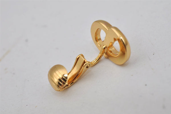 Authentic Christian Vintage Clip-On Dior Earrings Gold Plating CD 0502J