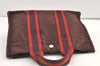 Authentic HERMES Vintage Fourre Tout PM Hand Tote Bag Canvas Wine Red 0502K