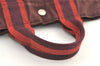 Authentic HERMES Vintage Fourre Tout PM Hand Tote Bag Canvas Wine Red 0502K