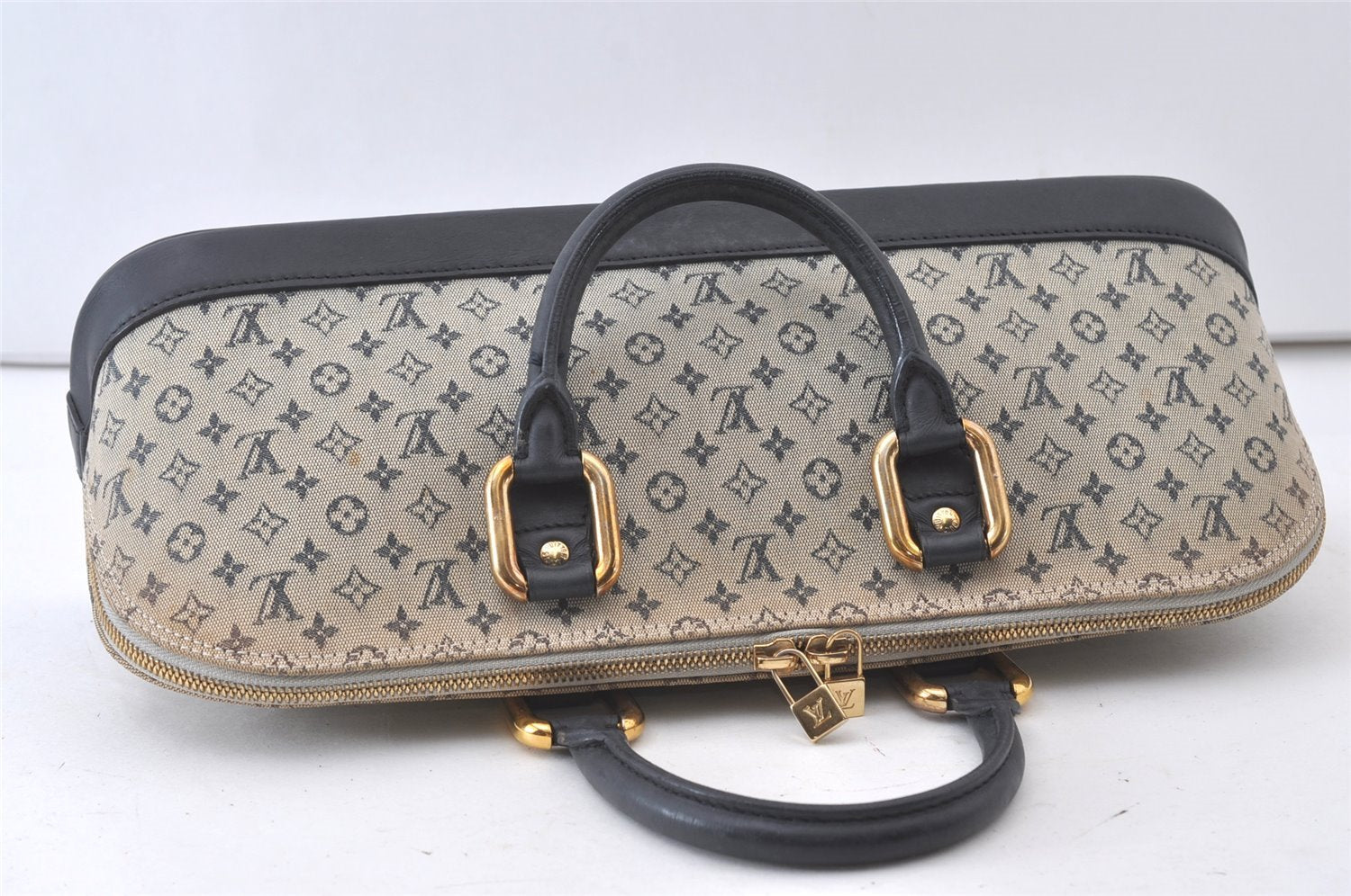 Authentic Louis Vuitton Monogram Mini Alma Ron Hand Bag Blue M92205 LV 0503J