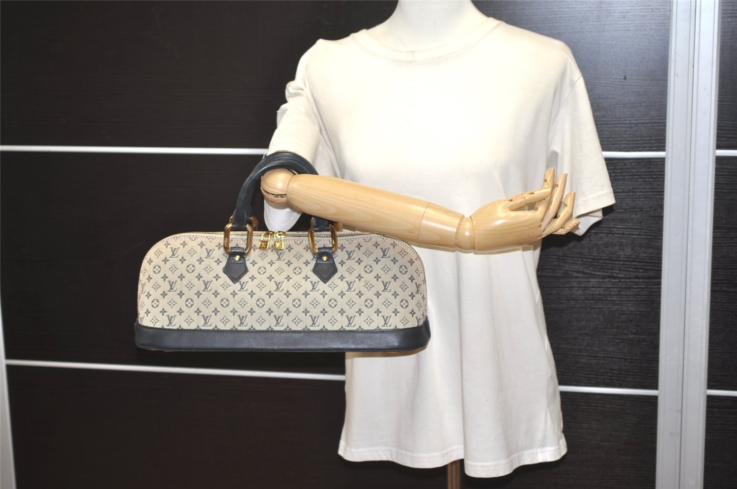 Authentic Louis Vuitton Monogram Mini Alma Ron Hand Bag Blue M92205 LV 0503J