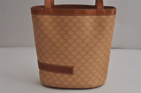 Authentic CELINE Macadam Blason Pattern Hand Bag Purse PVC Leather Beige 0503K