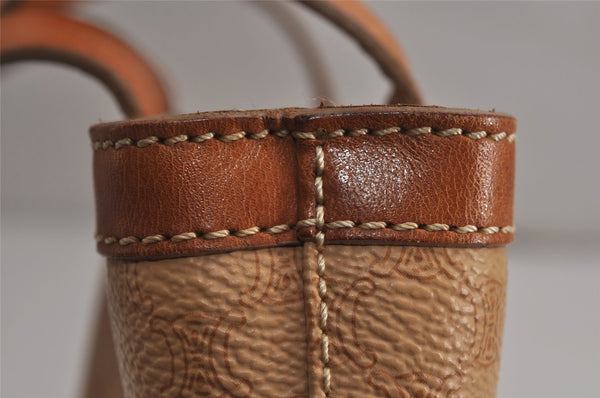 Authentic CELINE Macadam Blason Pattern Hand Bag Purse PVC Leather Beige 0503K