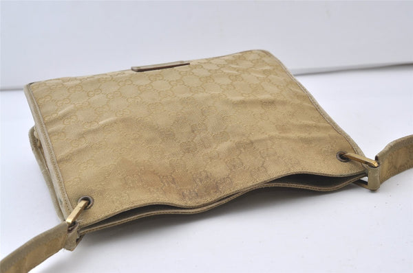 Authentic GUCCI Shoulder Cross Body Bag GG Canvas Leather 91762 Beige 0504J